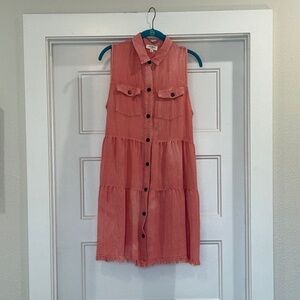 Umgee Pink Collared Ruffle Dress